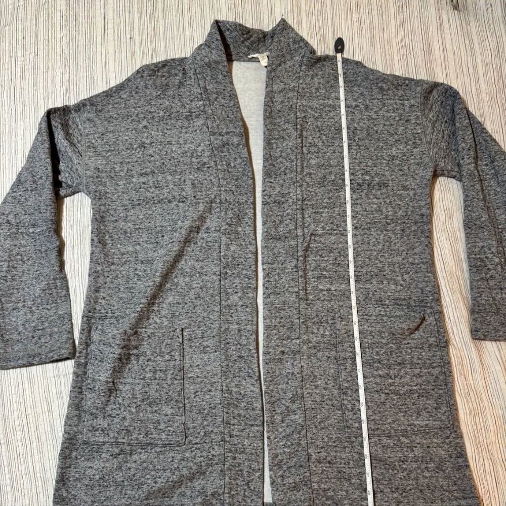 Eileen Fisher Open Front Long Cardigan, Grey, Size Small, 100% Cotton